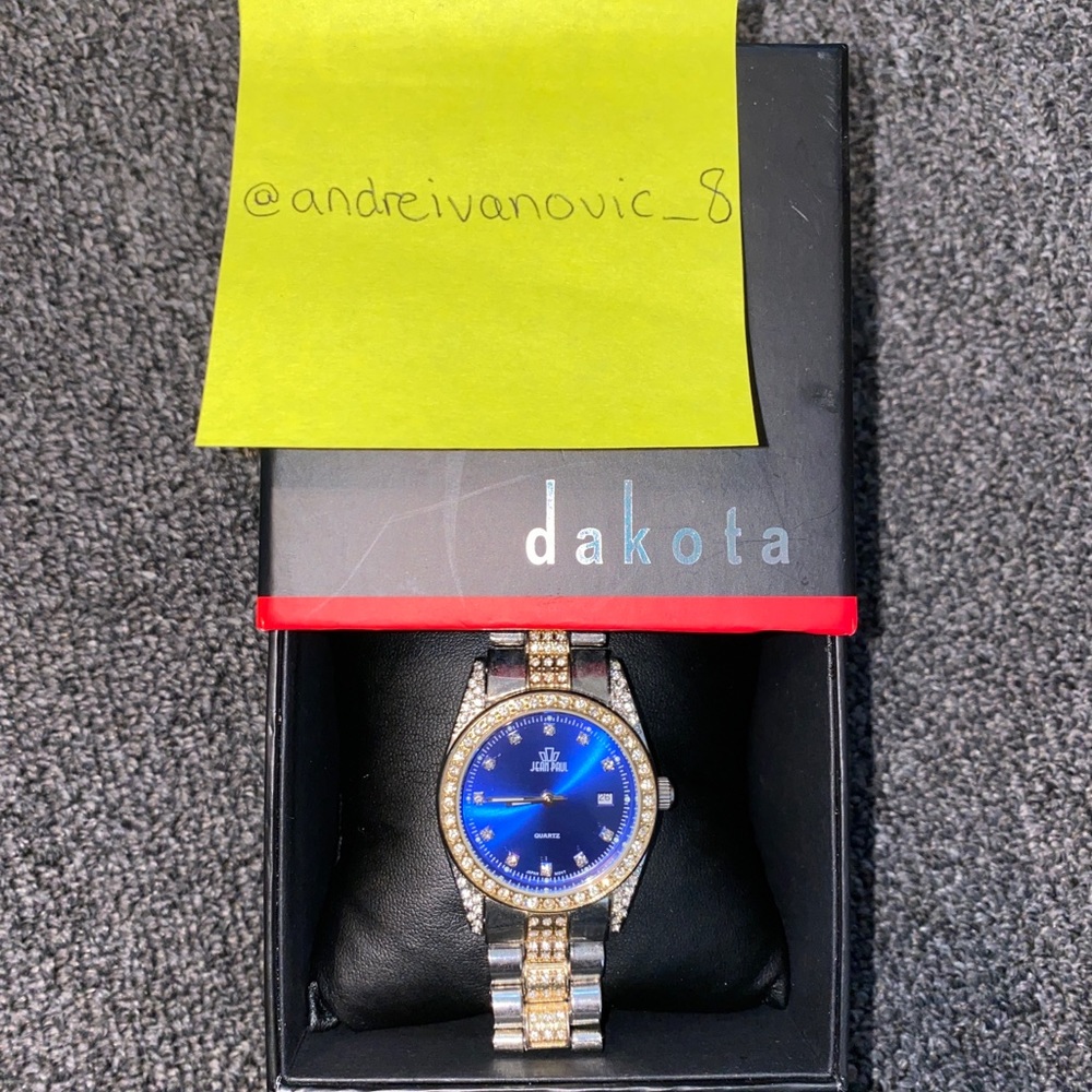 Dakota Jean Paul Gaultier Big Bling 37mm Jeweled Watch - Blue/Gold/Silver